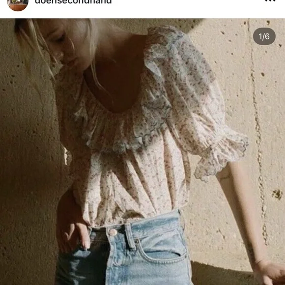 Doen Cream Ruffled Puff Sleeve Blouse - Picture 9 of 11